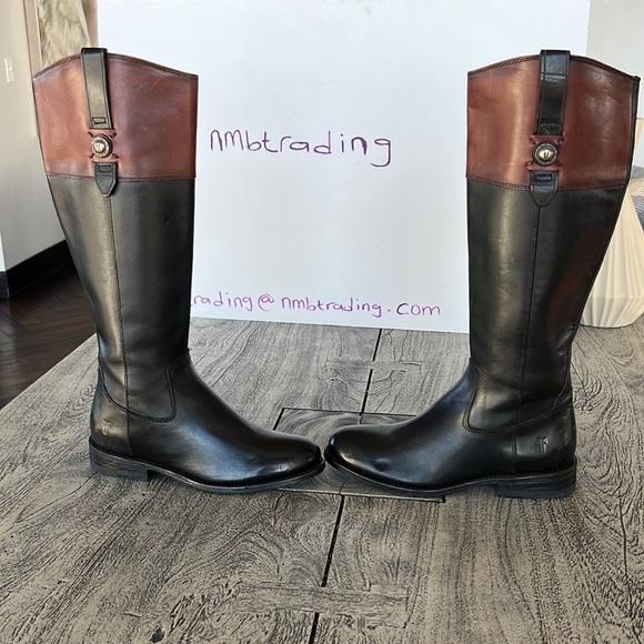 Designer Frye The Frye Company black/brown 7B cowboy riding boots - Picture 5 of 16